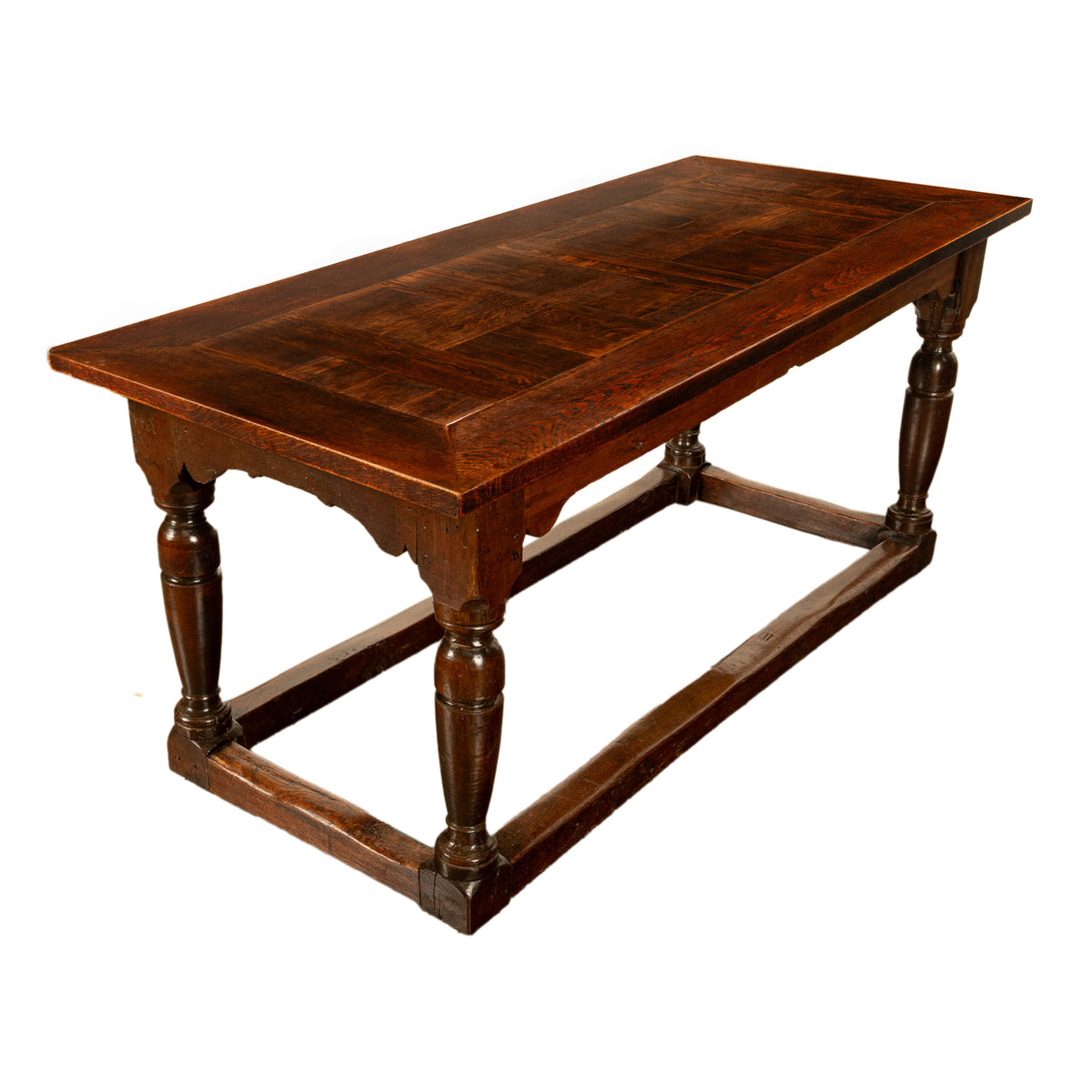 Antique 18th Century French Oak Country Parquetry Refectory Dining Table 1680