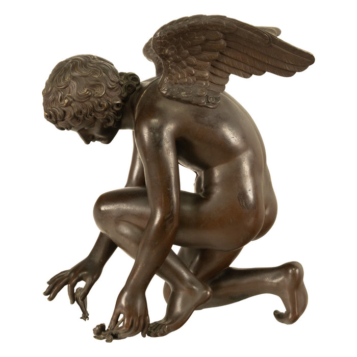 Monumental Antique French Bronze Sculpture Statue Cupid & Marble Ormolu Pedestal by Antoine-Denis Chaudet, 1870