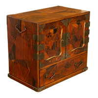 Antique Japanese Meiji Kodansu Tansu Marquetry Table Cabinet Jewelry Chest 1880