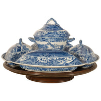 Antique Copeland Spode Blue & White Porcelain "Italian" Pattern Lazy Susan 1890