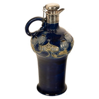 Antique Art Nouveau Royal Doulton Lambeth Whiskey Jug Silver Mounts London 1903
