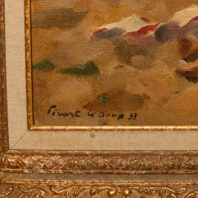 French Oil on Canvas Post Impressionist Portrait Painting Beach Sea Scene Spain by Charles Picart le Doux, 1933