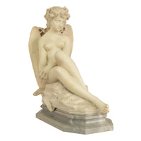Antique Large Italian Grand Tour Carrara Marble Carved Statue Sculpture "Psyche" by Oreste Ferrari, 1880