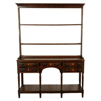 Antique 18th C George III Country Welsh Oak Dresser Plate Rack & Pot Board 1790