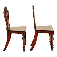 Pair Antique Regency Carved Mahogany Country House Shield Back Hall Chairs 1825