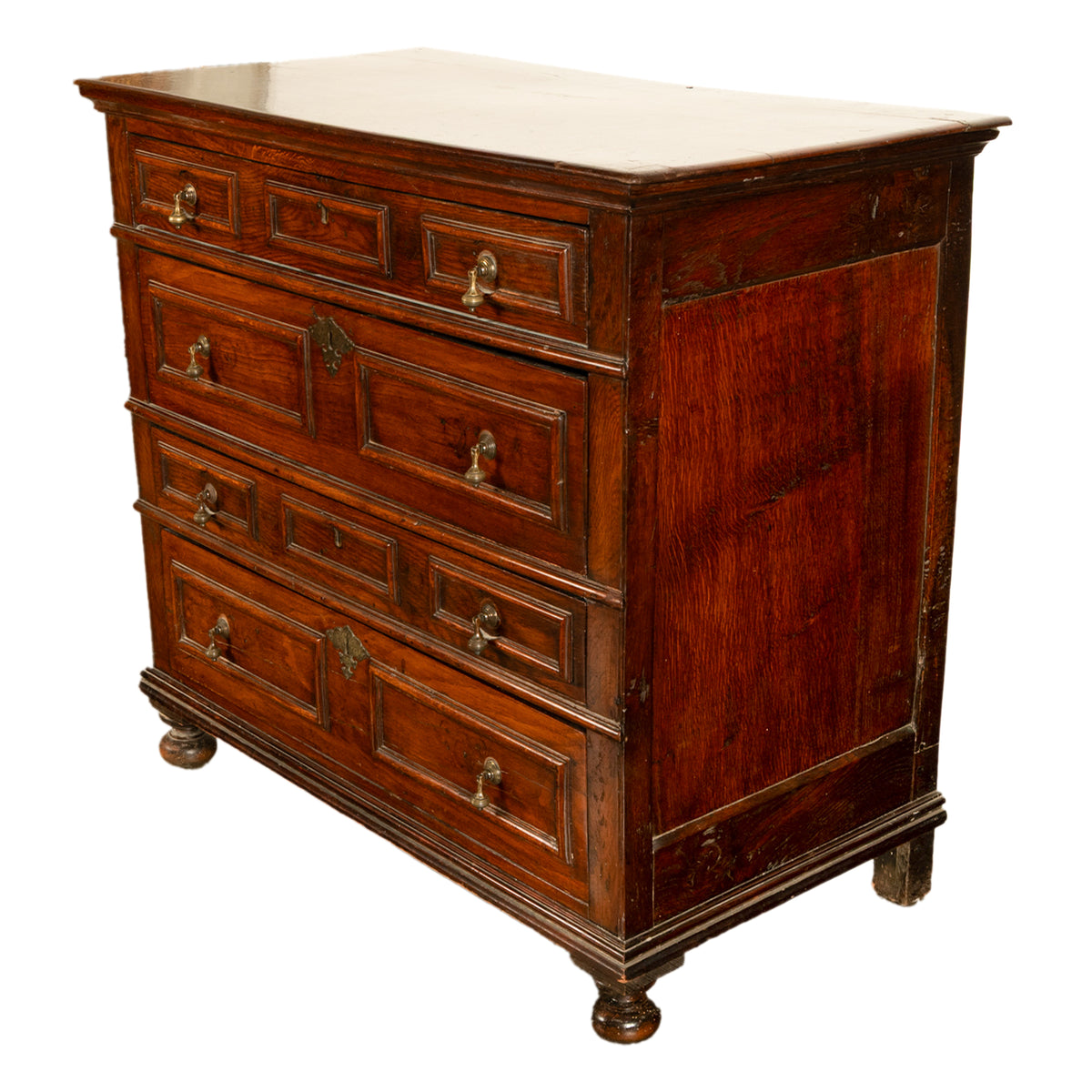 Antique English Country 17th Century Jacobean Charles II Oak Chest Drawers 1680