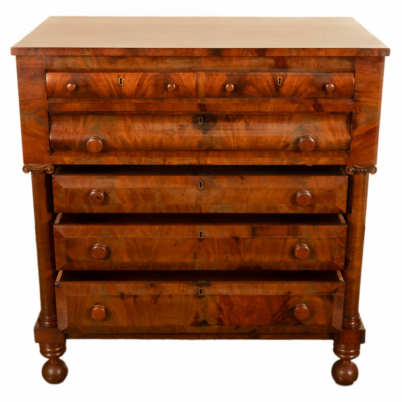 Antique American Classical Mahogany Chest Drawers Dresser Commode New York 1830