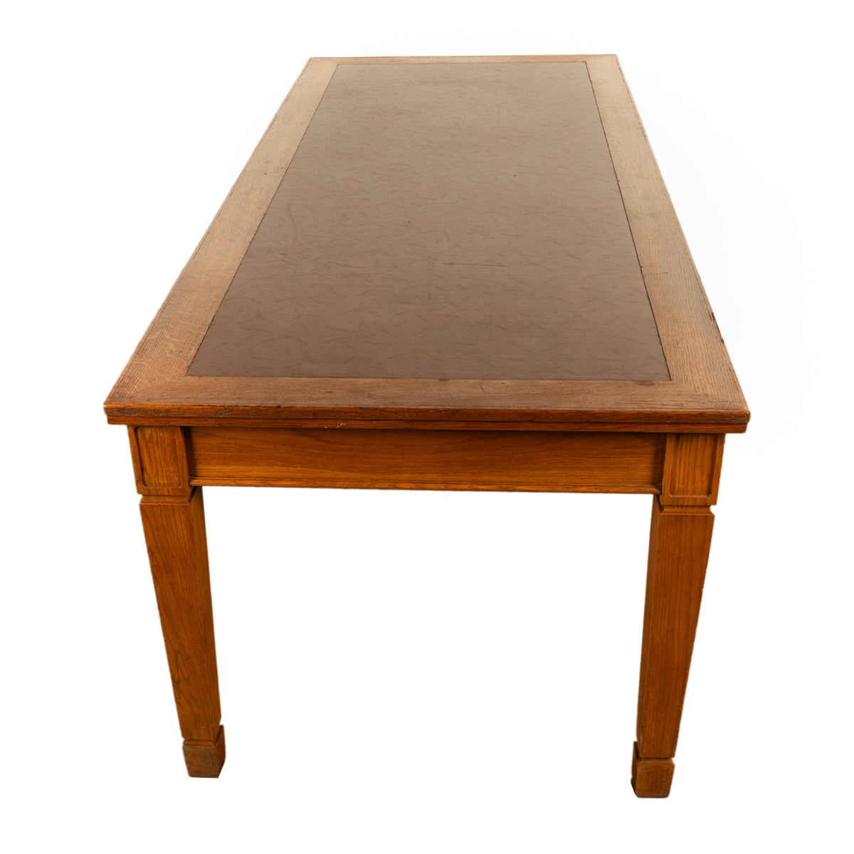 Long Antique Oak Arts & Crafts Five Leg Library Conference Dining Table 1900