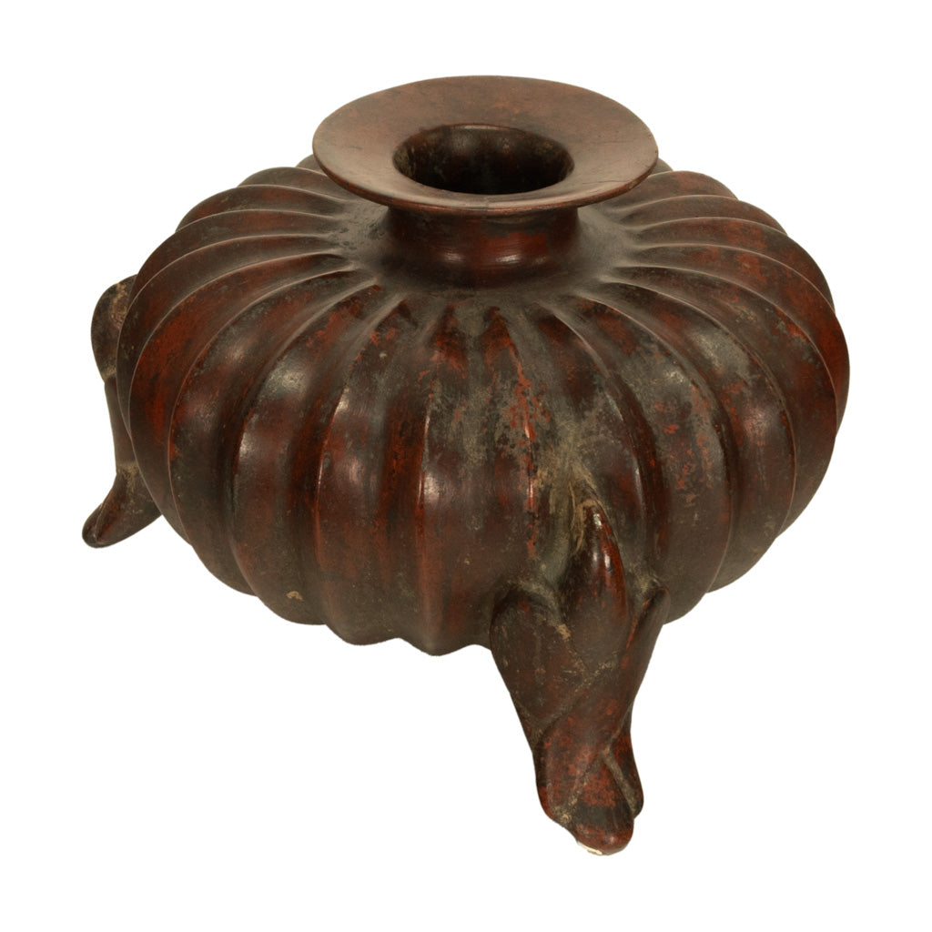 Ancient Pre-Columbian Colima Redware Ceramic Gourd Vessel Circa 100 BC Ex-Museum