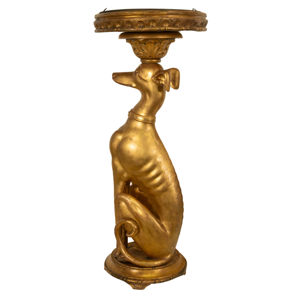 Antique French 18th Century Louis XVI Carved Gilt-Wood Greyhound Dog Jardinière Stand 1780
