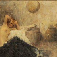 Antique Italian Realism Verismo Oil on Canvas Painting Female Nude Ex-Christie's by Antonio Mancini, 1890