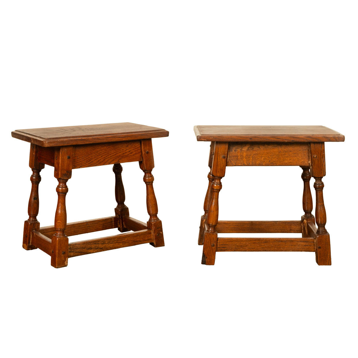 Pair Antique Jacobean style Joint Stools Oak from Thames Lock Bridge London 1850