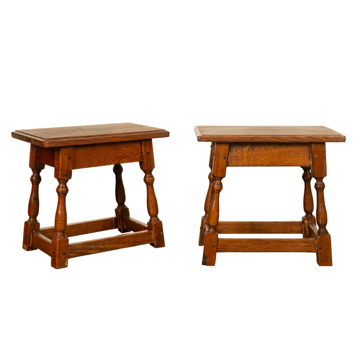 Pair Antique Jacobean style Joint Stools Oak from Thames Lock Bridge London 1850