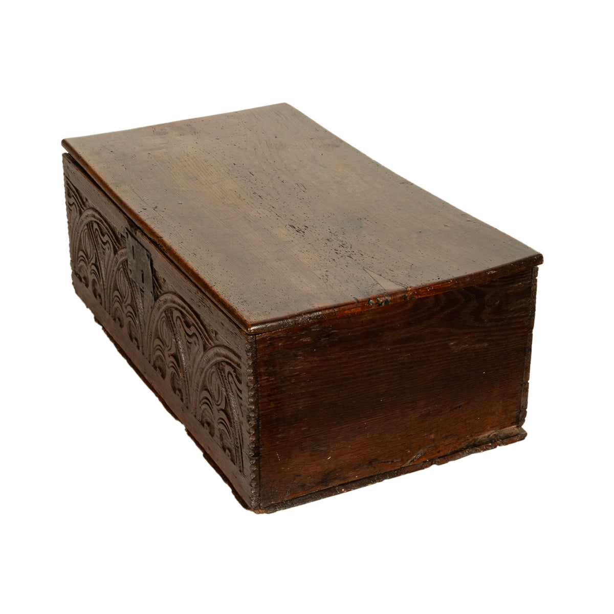 Antique English 17th Century Charles II Carved Oak Bible Document Deed Box 1680