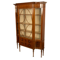 Antique Art Nouveau Inlaid Mahogany Display China Cabinet Vitrine Waring Gillow, 1905