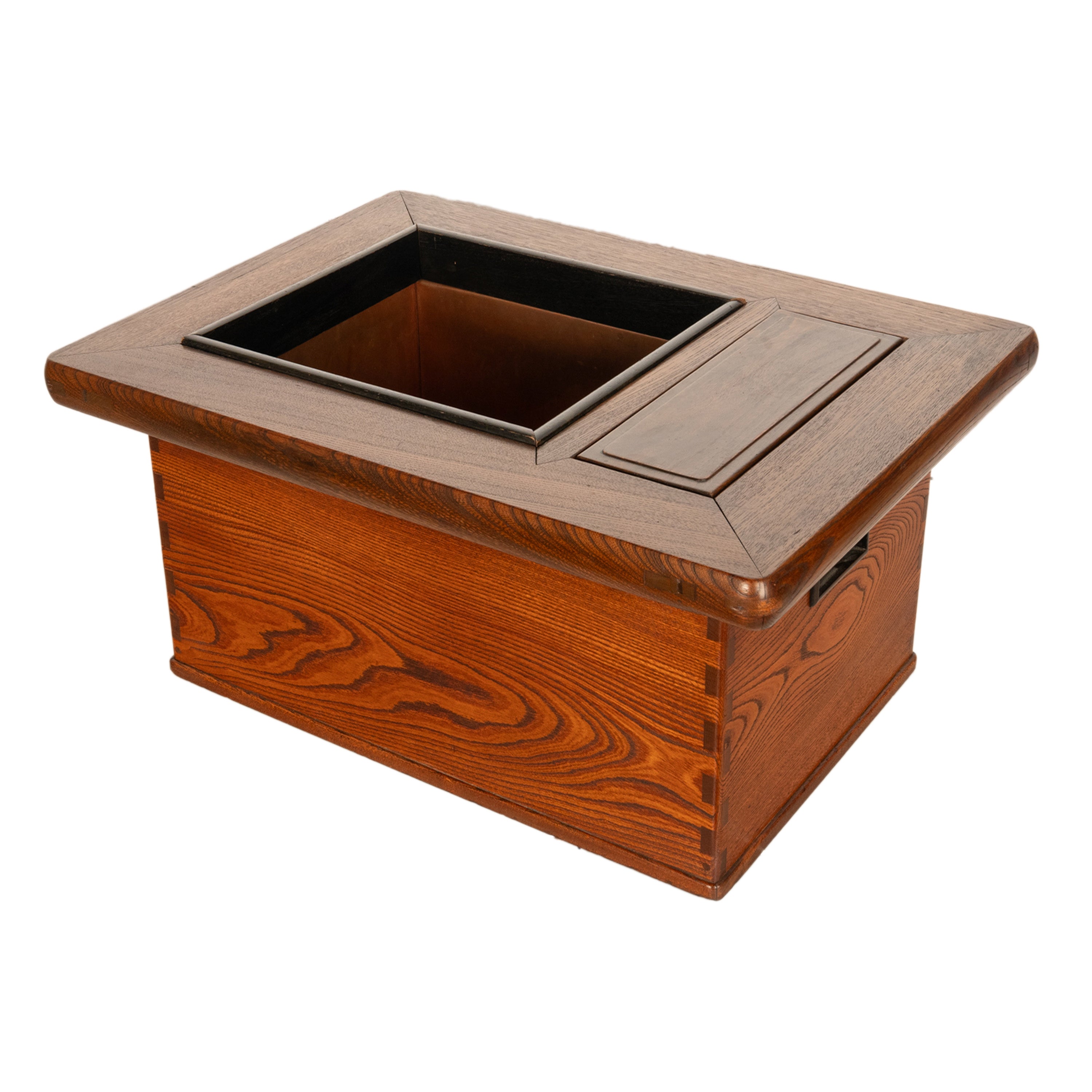 Antique Japanese Meiji Period Keyaki Wood & Copper Hibachi Brazier