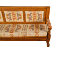 Antique 19th Century French Oak Bench Pew Pendleton Chief Joseph Fabric 1880
