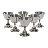 Set of Six Mid Century Modern Alphonse La Paglia Sterling Silver Wine Goblets