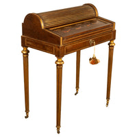 Antique 19th Century French Gilded & Painted Cylinder Desk by Paul Sormani 1875