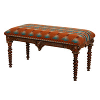 Antique American Renaissance Revival Window Music Bench Seat Pendleton Wool 1870