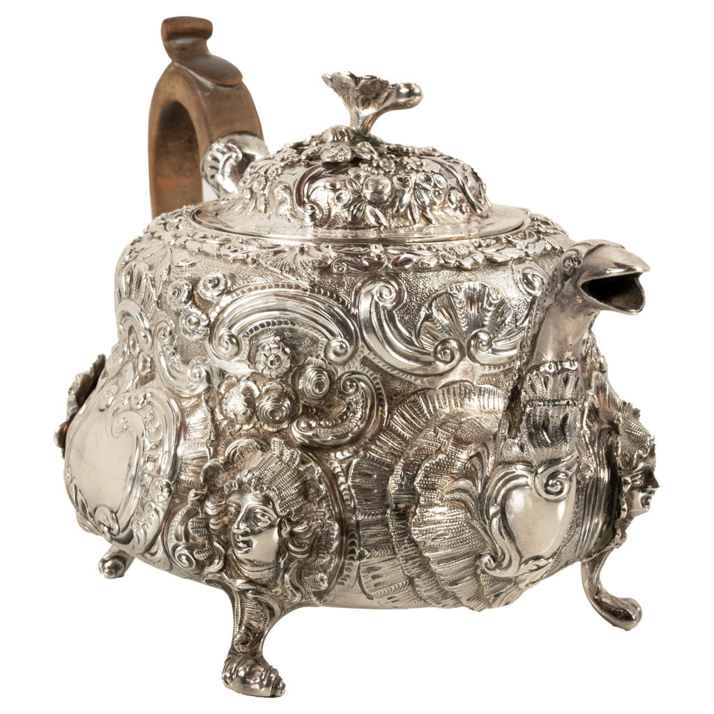 Antique George III Sterling Silver Rococo Teapot London John Wakefield 1819