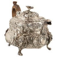 Antique George III Sterling Silver Rococo Teapot London John Wakefield 1819