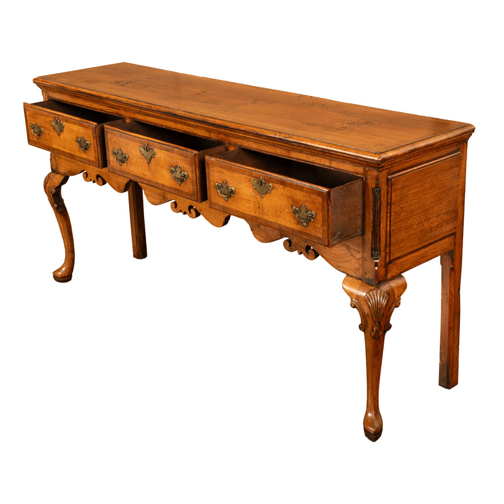 Antique 18th Century Georgian Oak & Crossbanded Mahogany Welsh Dresser Base 1780