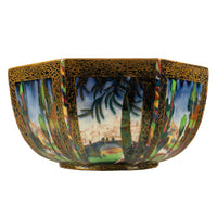 Large Wedgwood Fairyland Lustre Potrcelain Bowl Elves Boxing Match & Castle on a Road 1920