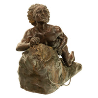 Antique French Art Deco Bronze Sculpture Native American Indian Hunter Scout by René-André Varnier, Circa 1920