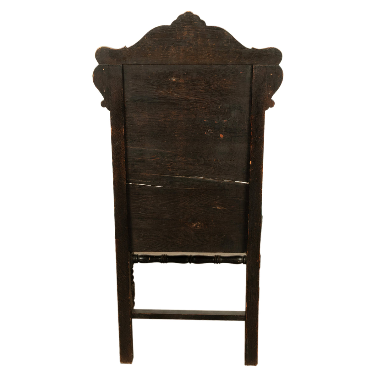 Antique 17th Century English Charles II Oak Carved Wainscot Armchair 1680