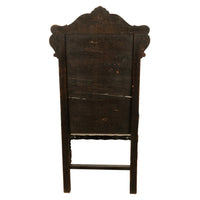 Antique 17th Century English Charles II Oak Carved Wainscot Armchair 1680