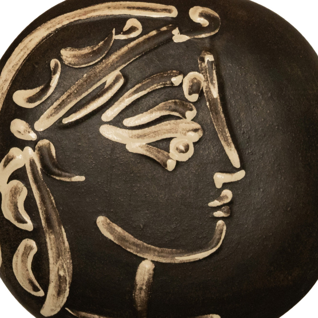 'Profil de Jacqueline' Ceramic Convex Madoura Pottery Wall Plaque A. Ramie 383 by Pablo Picasso, 1956