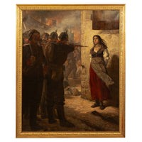 Pair French Franco-Prussian Historical Military War Propaganda Oil Paintings by Charles Louis Muller, 1870
