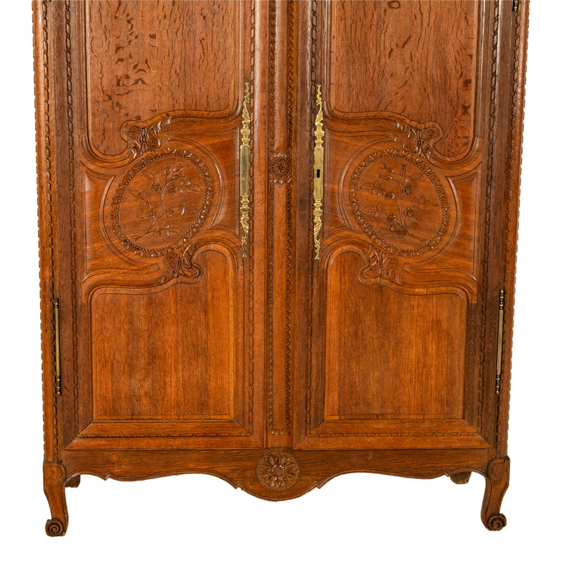 Antique Early 19th Century French Carved Oak Wedding Armoire Wardrobe Normandy 1820