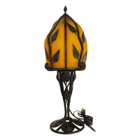 Large Antique French Art Deco Daum Glass & Edgar Brandt Iron Table Lamp 1920s