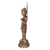 Antique 18th Century Japanese Edo Gilt Bronze Kannon Buddha Statue Figure 1750