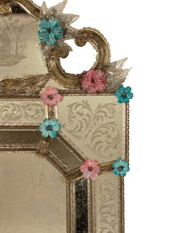 Antique Style Italian Handmade Murano Venetian Etched Glass Mirror Fratelli Tosi