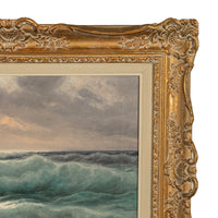 Antique Italian Oil on Canvas Painting Seascape Coastline Isle of Capri Italy by Cavalier Michele Federico, 1925