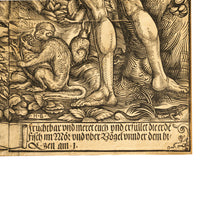 16thCentury German Northern Renaissance Woodcut Print Adam & Eve Baron Von Lanna by Hans Burgkmair the Elder, 1525