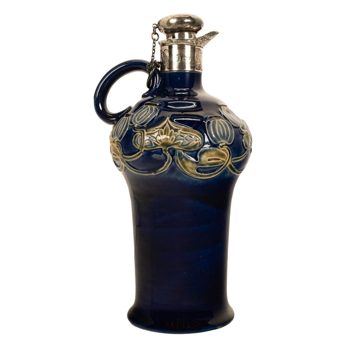 Antique Art Nouveau Royal Doulton Lambeth Whiskey Jug Silver Mounts London 1903