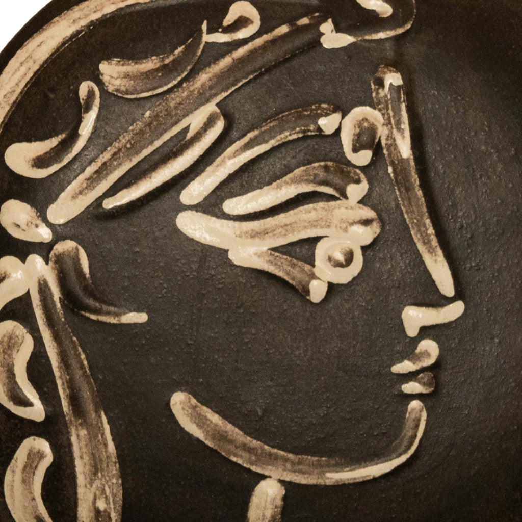 'Profil de Jacqueline' Ceramic Convex Madoura Pottery Wall Plaque A. Ramie 383 by Pablo Picasso, 1956