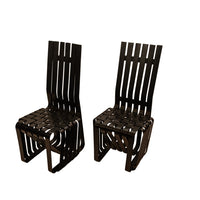 Pair American Modernist "High Sticking" Black Chairs Frank Gehry for Knoll 1992