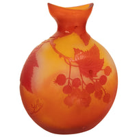 Antique French Art Nouveau Cameo Art Glass Emile Galle Vase Leaves Berries 1900