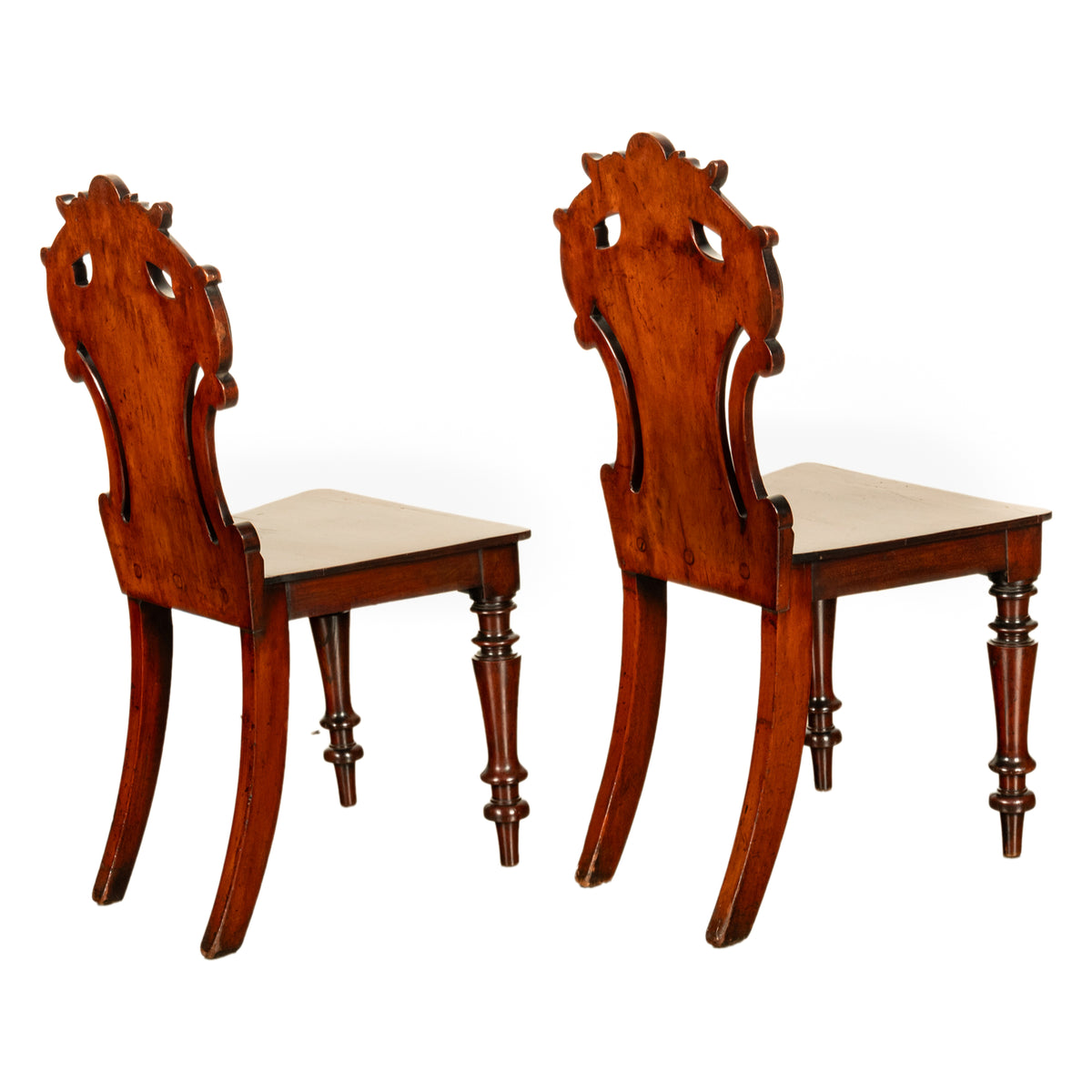 Pair Antique Regency Carved Mahogany Country House Shield Back Hall Chairs 1825