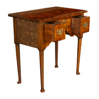 Antique Irish 18th Century Burl Walnut George I Lowboy Dressing Table Desk 1720