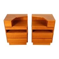 Pair Mid Century Modern Danish Teak Nightstands Chest Drawers by Scan Coll 1970