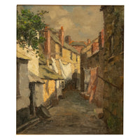 Antique American California Impressionist Oil Canvas Painting St. Ives Cornwall by Anna Althea Hills, 1910