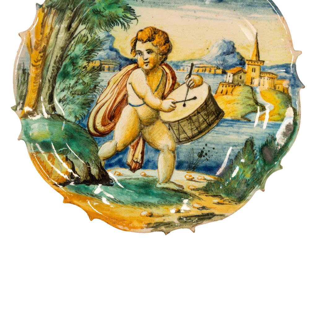 Antique 19th Century Pair Early Cantagalli Majolica Istoriato Plates Italy 1880