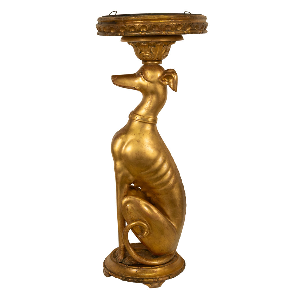 Antique French 18th Century Louis XVI Carved Gilt-Wood Greyhound Dog Jardinière Stand 1780