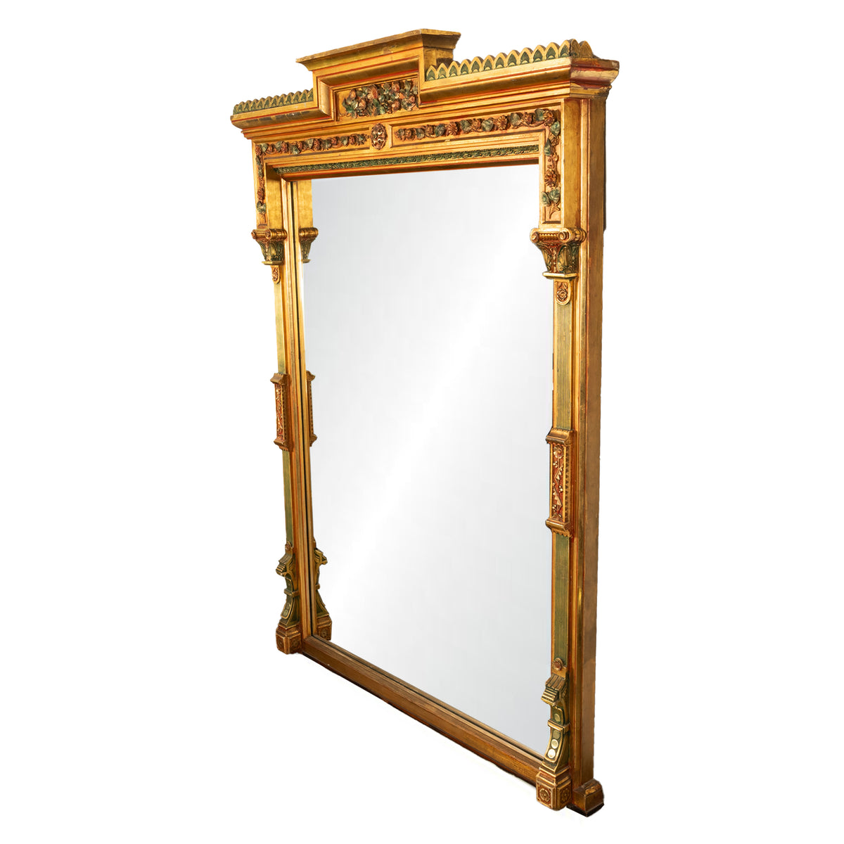 Antique 19th Century Monumental Giltwood Overmantel Full Length Pier Mirror 1860